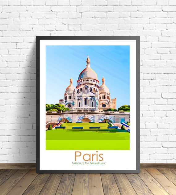 Paris Minimalist Poster Paris Travel  Gift Paris  Basilica of the Sacred Heart  poster Paris souvenir Paris Tralve artwork