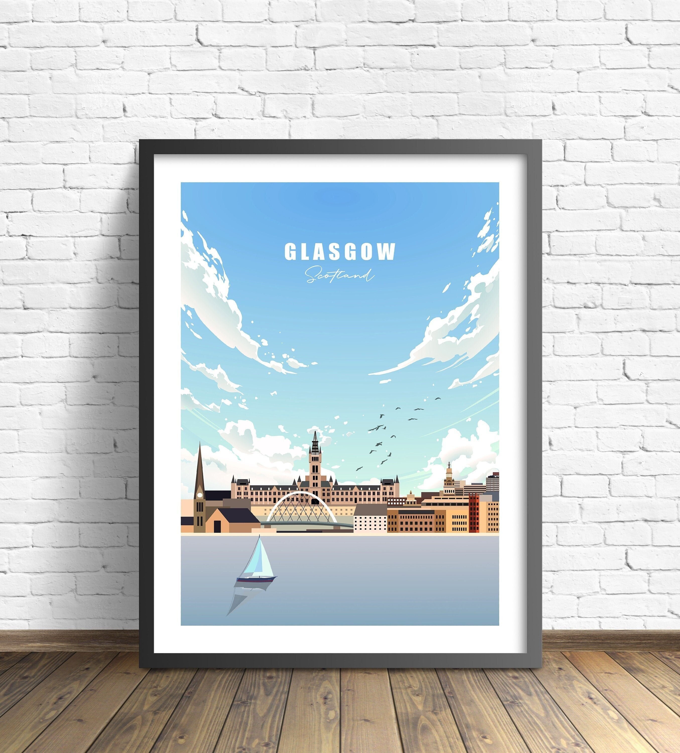 Glasgow Travel Poster , Scotland Print