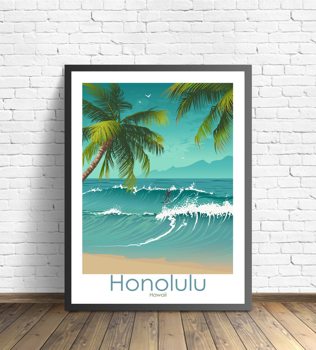Hawaii Travel Print , Honolulu Travel Poster Etsy