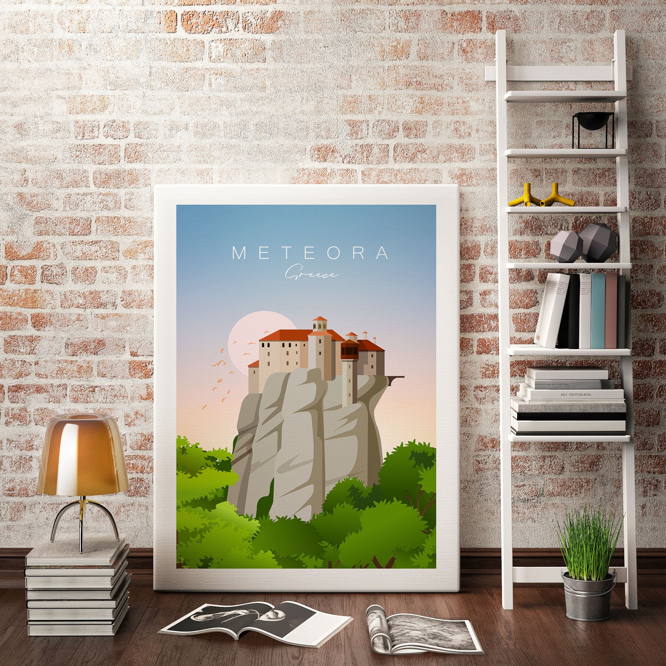 Discover Meteora Voyage Grèce Vintage Poster