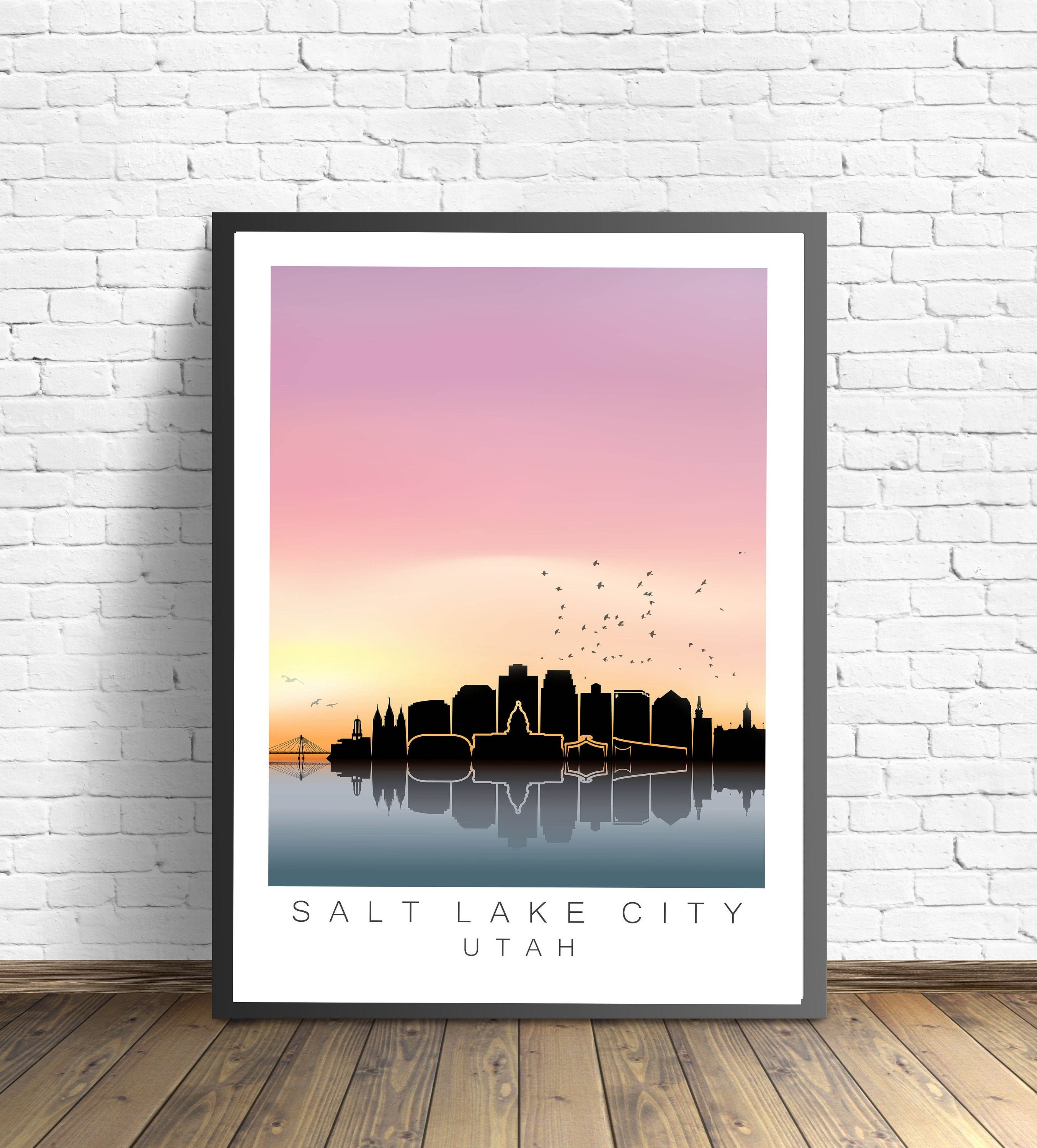 Salt Lake City Skyline Print Salt Lake City Travel Poster Etsy