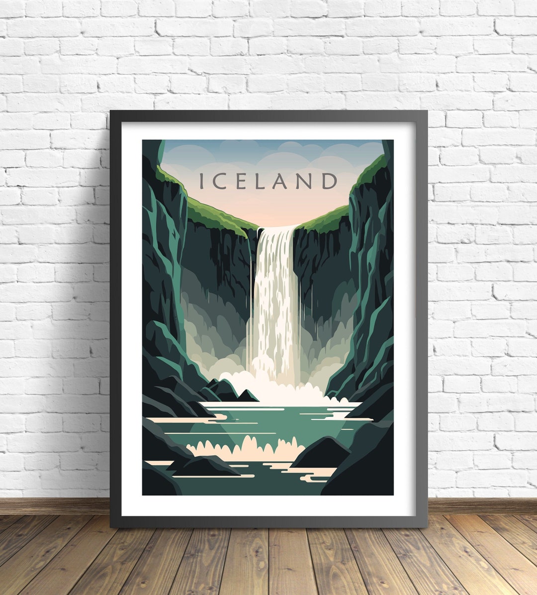 Iceland Travel Print | Iceland Poster | Waterfall Wall Art - Etsy