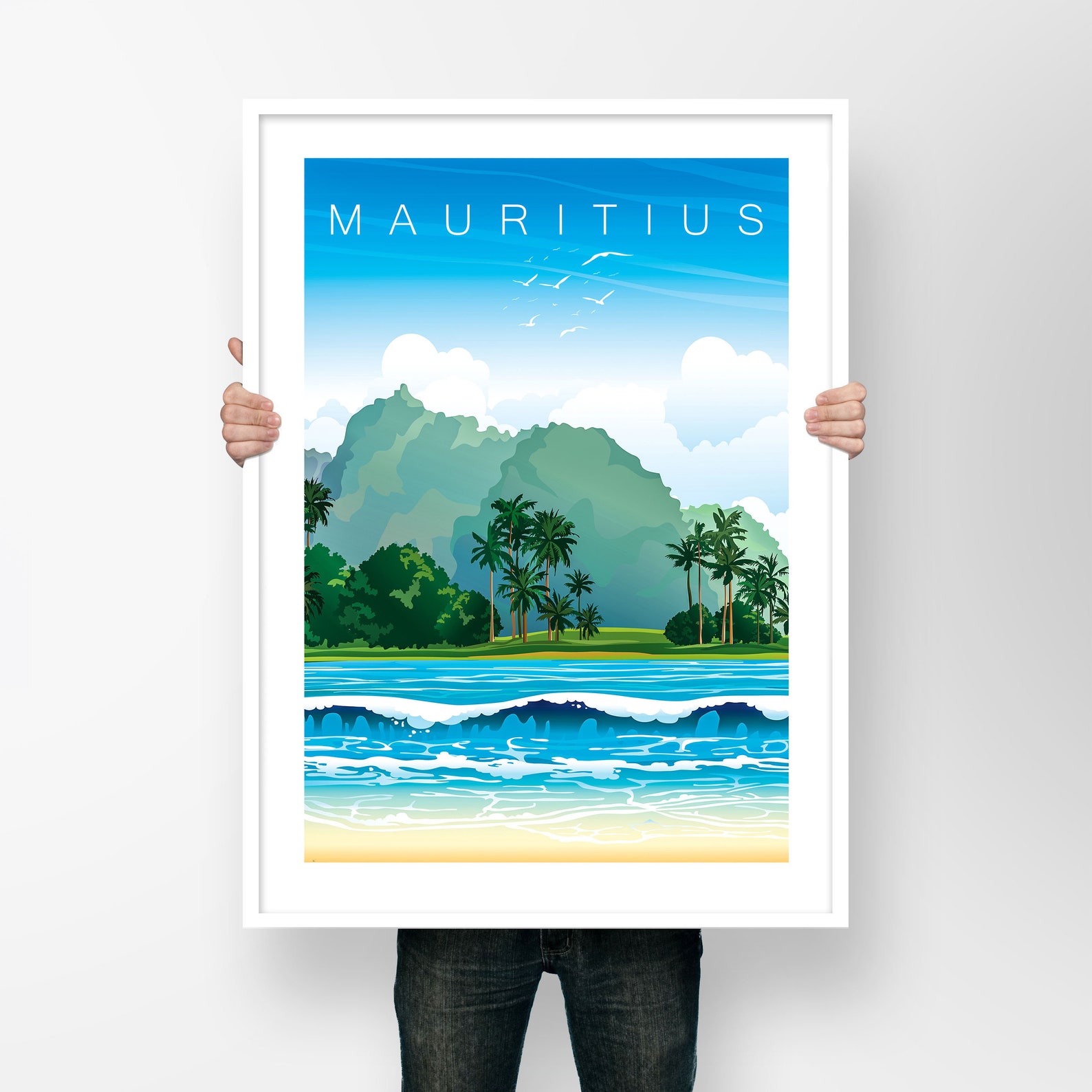 Mauritius Travel Poster Mauritius Travel Print Mauritius Art Etsy