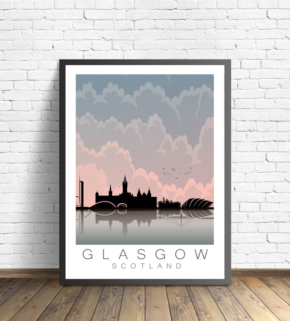 Glasgow Travel Poster Print Glasgow Travel Gift Glasgow Etsy