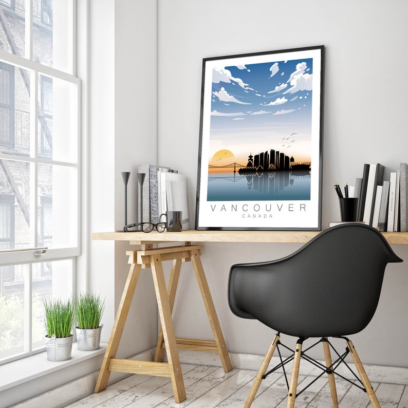 Vancouver Print Canada Poster Travel Poster Etsy