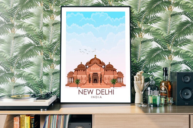 New Delhi India Travel Poster New Delhi Travel Print Etsy