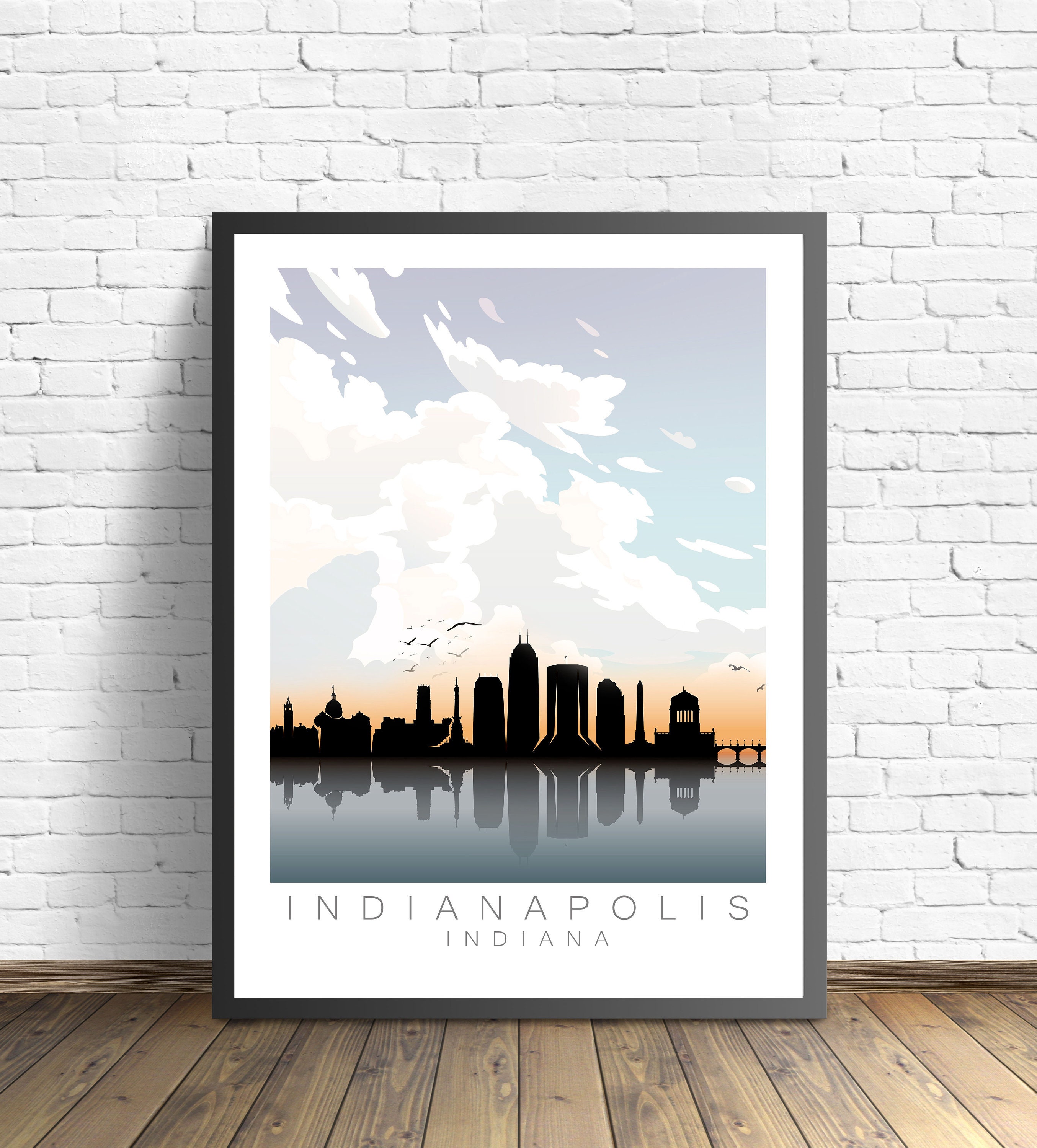 Indianapolis Indiana Travel Poster Art Print Indianapolis Etsy