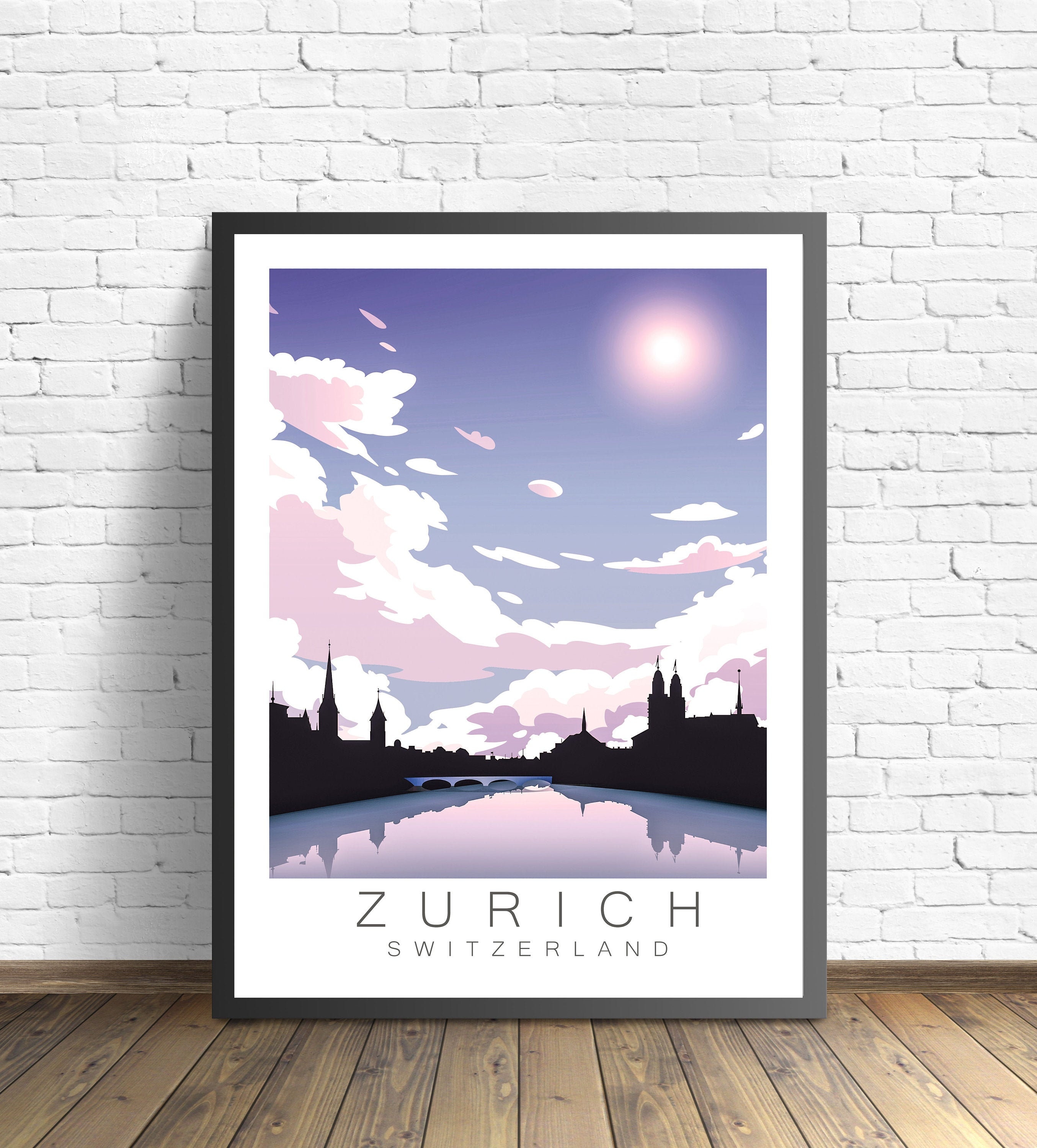 Zurich Switzerland Travel Poster Art Print Zurich Travel Etsy New Zealand
