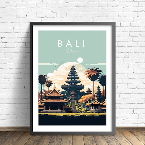 Bali Travel Poster Indonesia Print Bali Wall Art Etsy