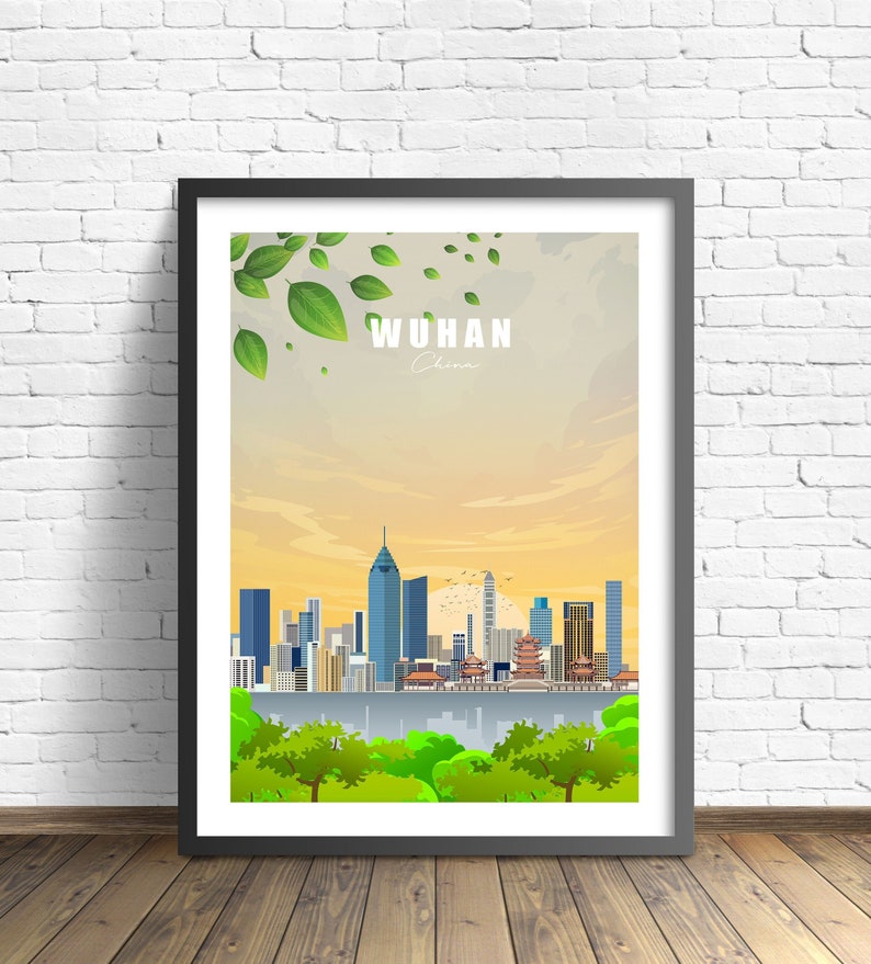Cartel de viaje a Wuhan, China Print imagen 1