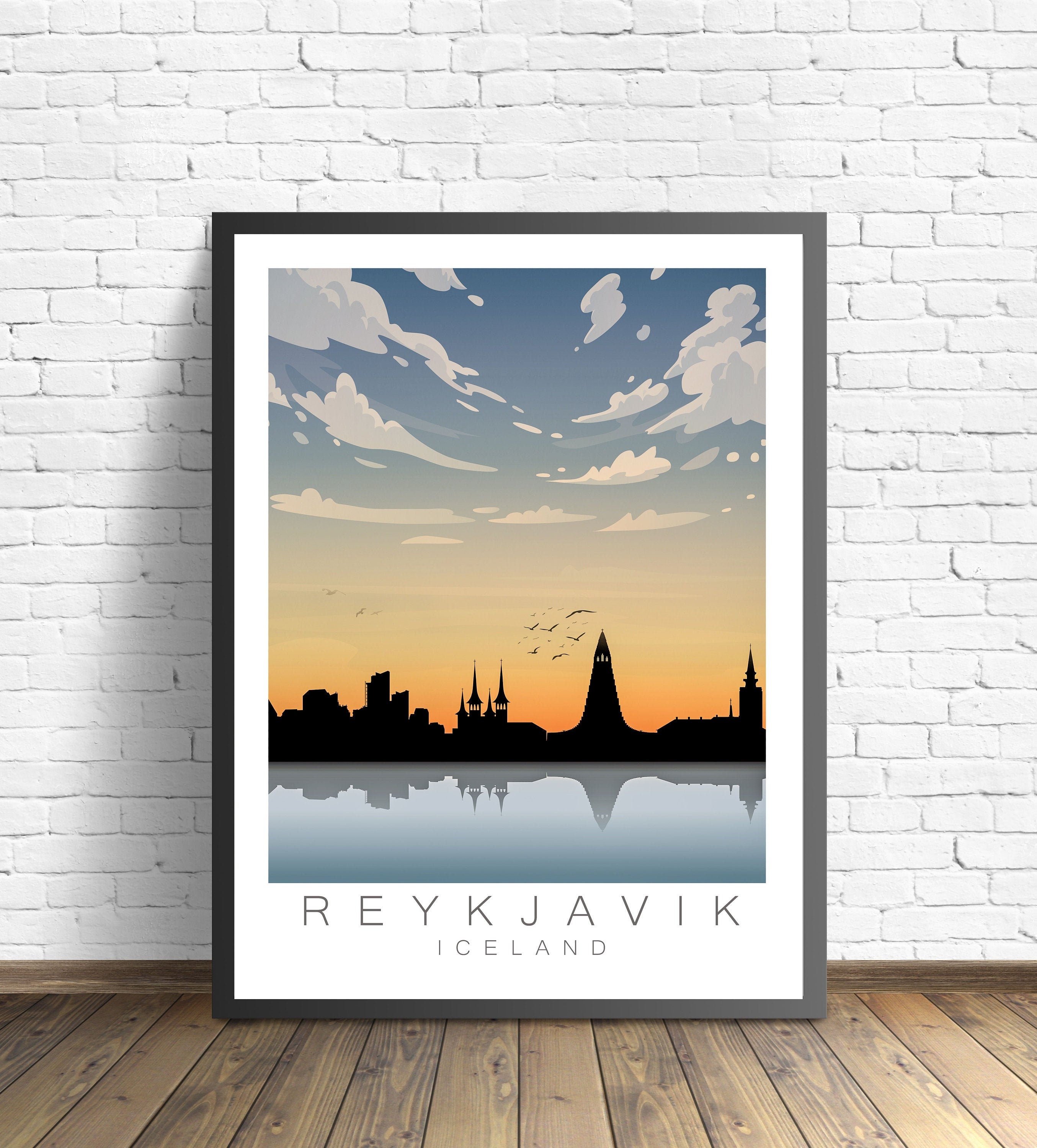 Reykjavik Iceland Travel Poster Art Print Cartel del Etsy