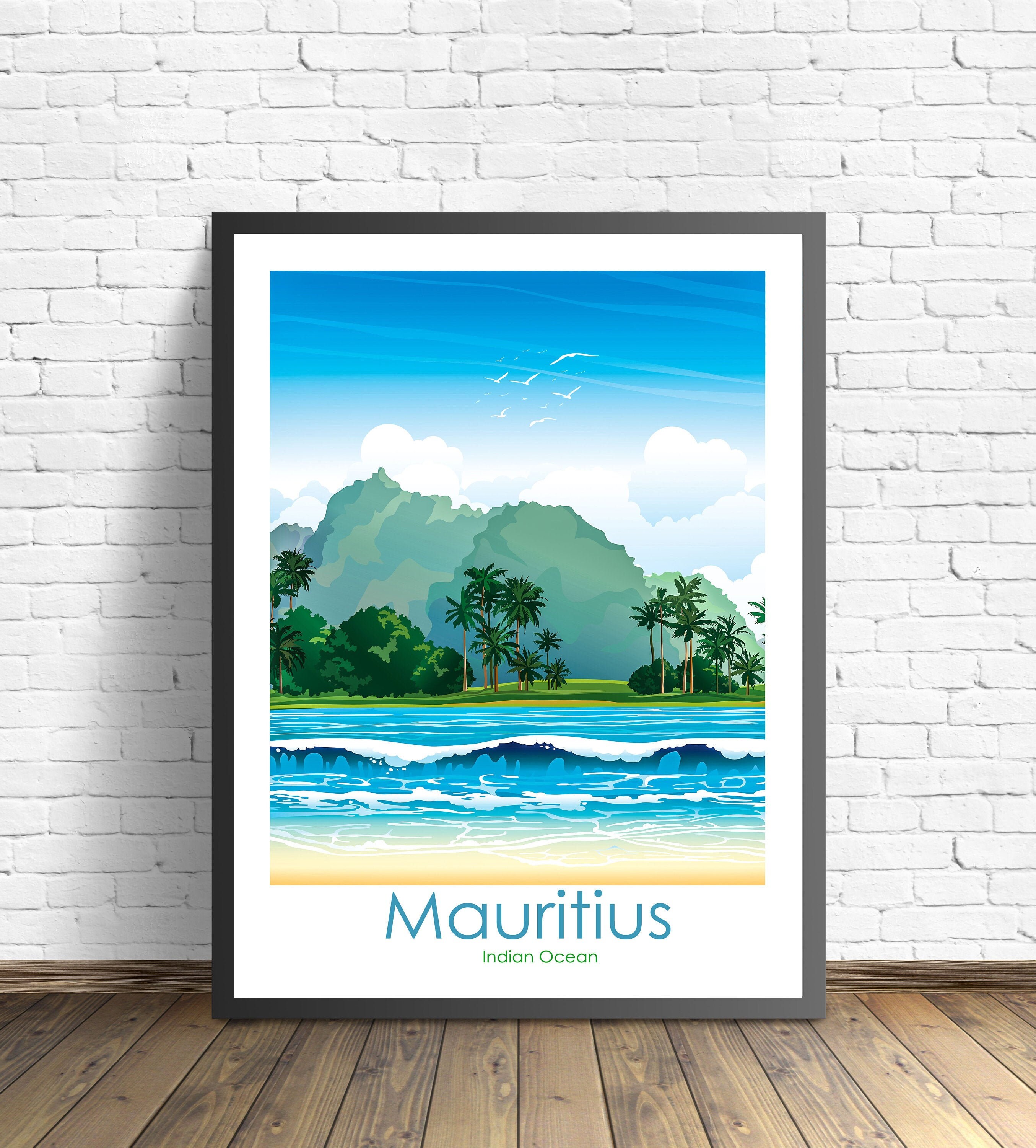 Mauritius Travel Poster Mauritius Travel Print Mauritius Art Etsy