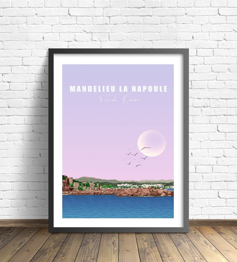 Mandelieu-la-Napoule Print , French Riviera Poster , France travel poster image 1