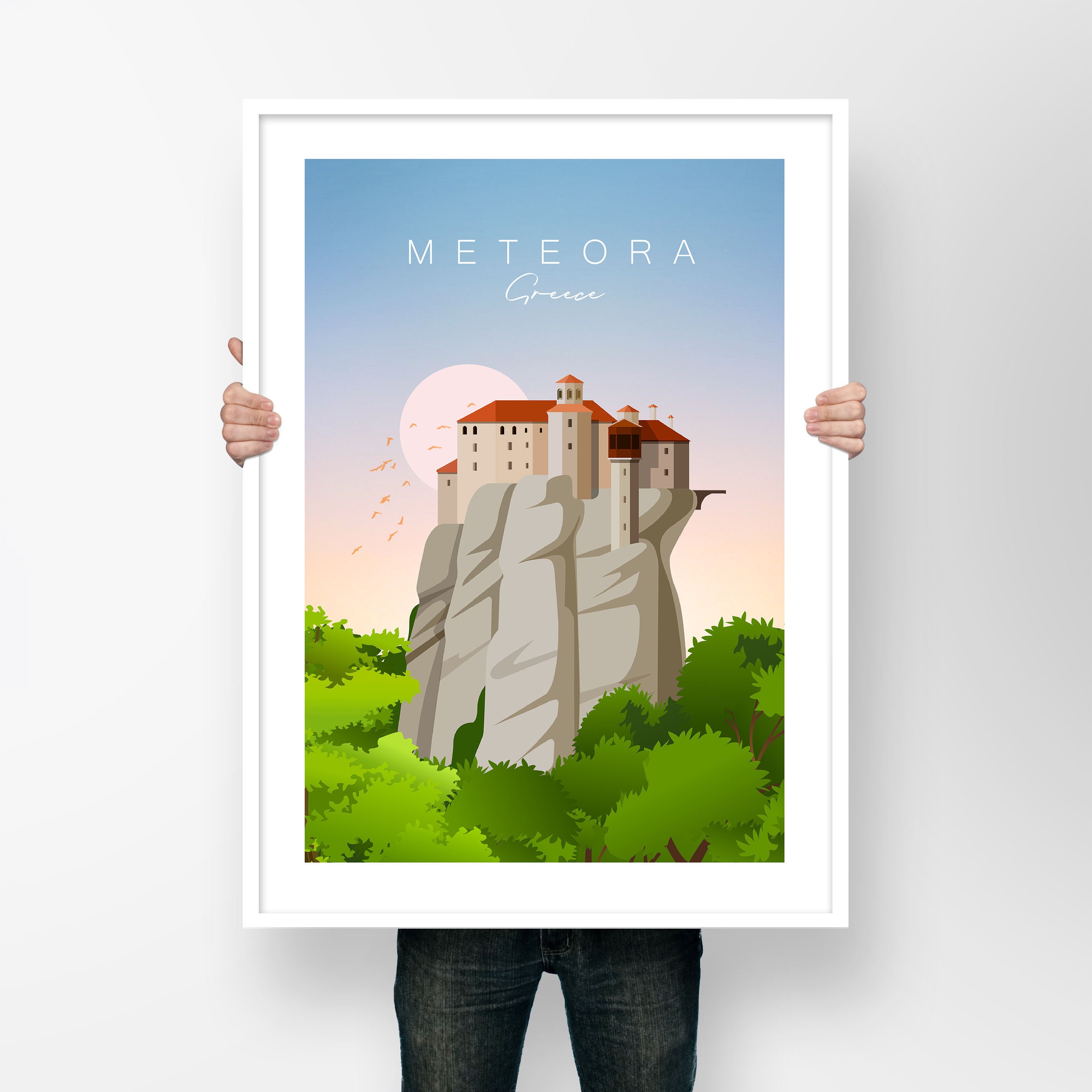 Discover Meteora Voyage Grèce Vintage Poster