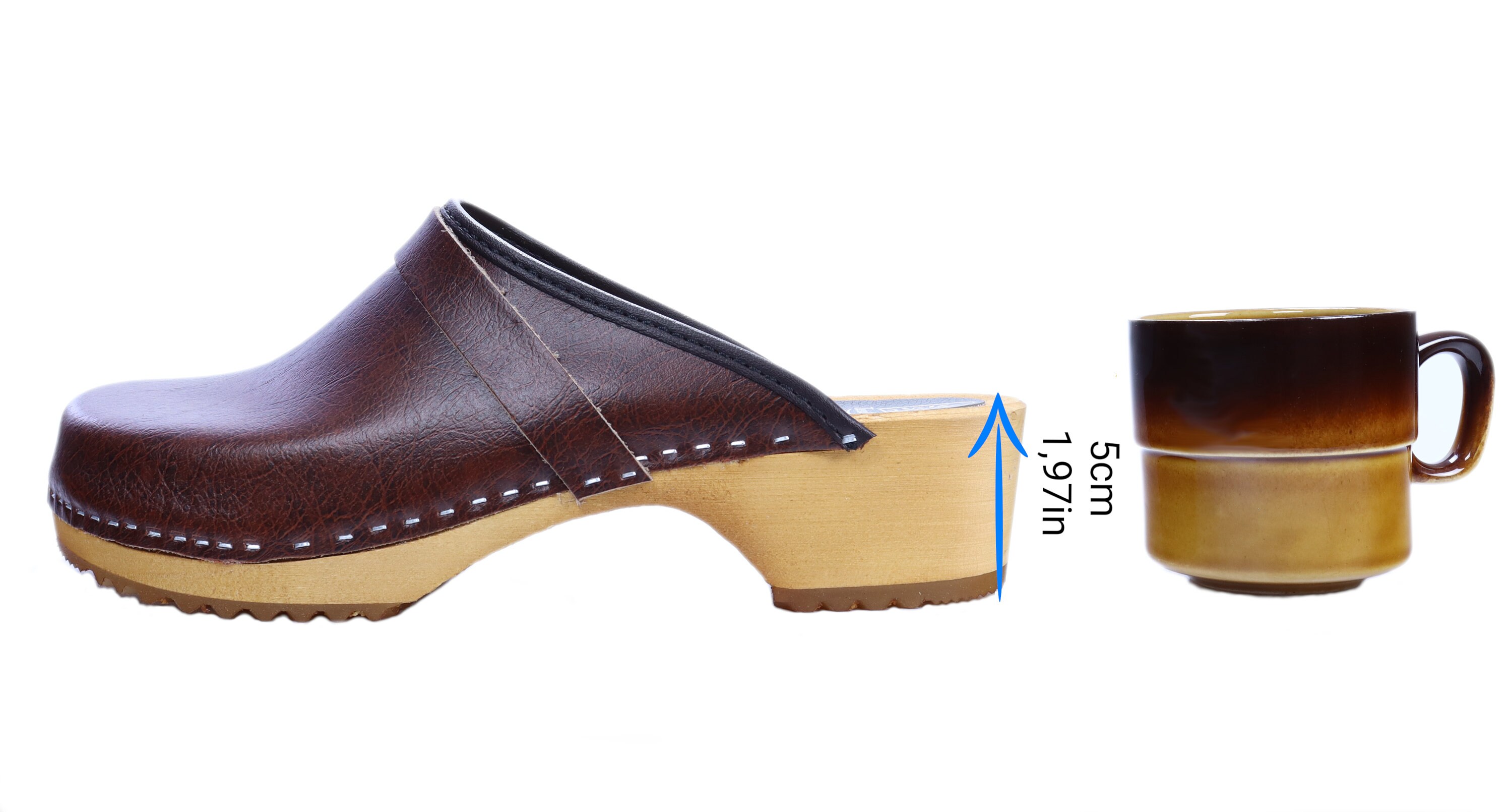Schweden Clogs Orthopedic Brown Leather Wooden Mules Mens 45 Euro-Summer EU 
45 BJORK Men main image 2