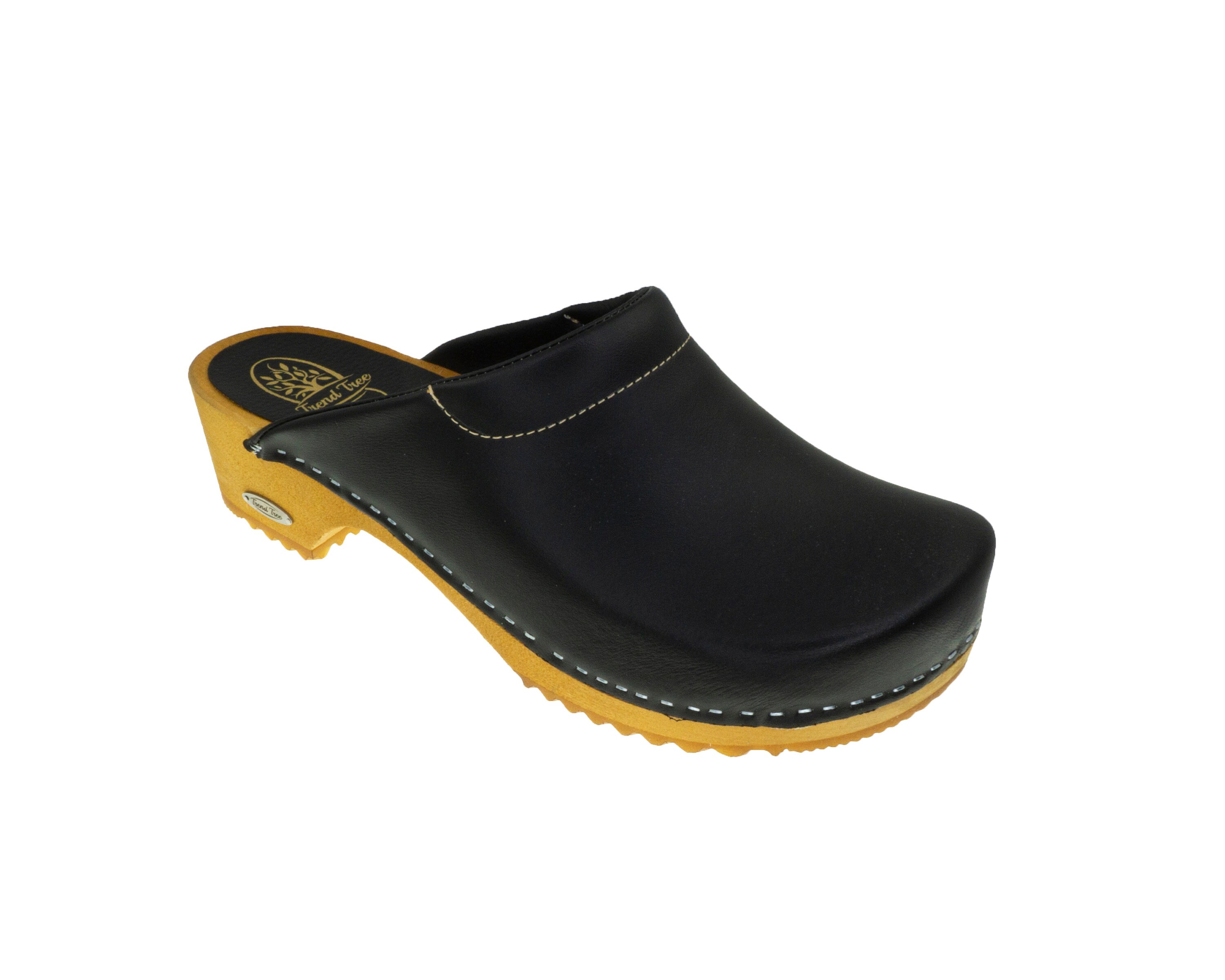 Handmade Natural Eco Swedish Wooden Clogs Leather Mules 