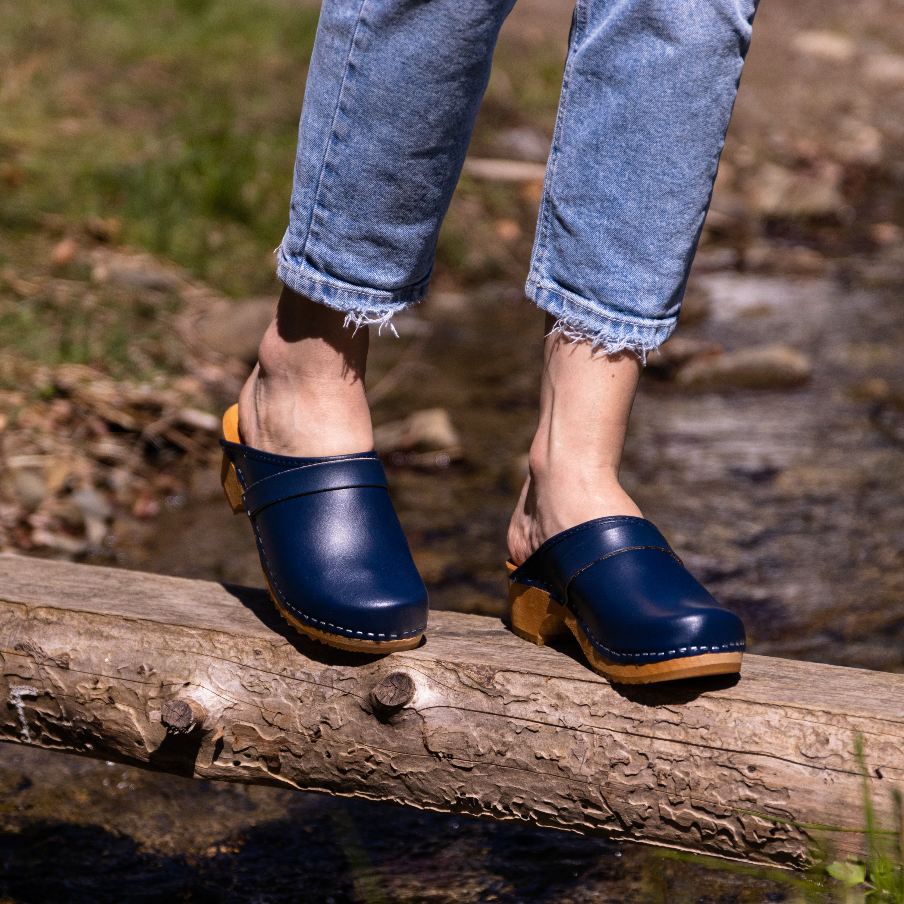 Classic Women s Clogs Comfortable Navy Blue Footwear Linden Wood Soles Ideal for Everyday Wear Trendtree s Quality Assured Etsy Ireland
