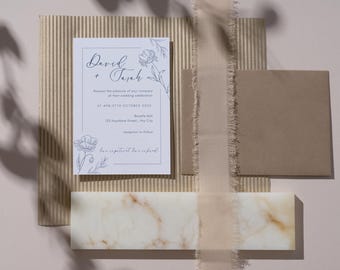 Hochzeitseinladung Vorlage Neutral Floral Minimalistisch