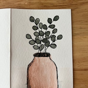 Carta ad acquerello dipinta a mano Eucalipto in vaso