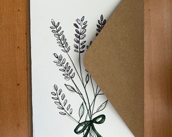 Hand Painted Greeting Card, 5x7, Lavender Blank Card, Original ...