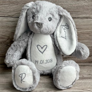 Personalised Baby Gift Bunny Rabbit, Newborn Gift, Custom Soft Toy Teddy Bear, Present For New Baby Cuddly Toy Keepsake, Boy Girl New Birth.