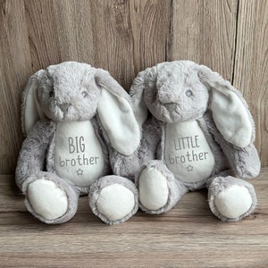Personalised Big Brother Little Brother Plush Bunny: Sibling Keepsake Gift