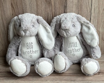 Personalisierte großer Bruder kleiner Bruder Teddy Andenken Geschenk, Schwester neues Baby - Baby Boy Bunny ältere Sibling Baby Ankündigung.