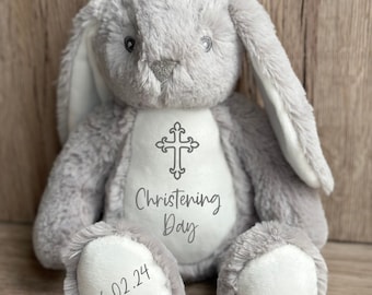 Christening Baptism Gift, Personalised soft teddy for Girls And Boys, Christening Keepsake bunny