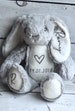 Personalised baby gift, soft plush grey bunny teddy toy, newborn present, birthday, babyshower, custom your name