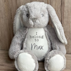 Personalised Plush Bunny Keepsake: Custom &#39;I Belong To&#39; Teddy Bear