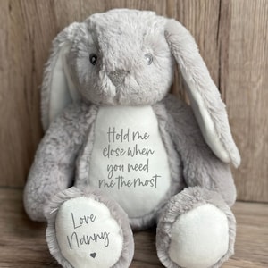 Personalised Teddy Keepsake Gift,  Hold Me Close Worry Bear, Worry Teddy,  Brave Bunny grandparent, nanny, nan, grandad, daddy, mummy.