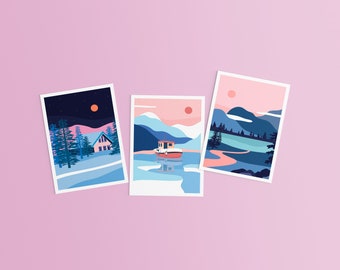 Set mit 3 WINTER-Postkarten