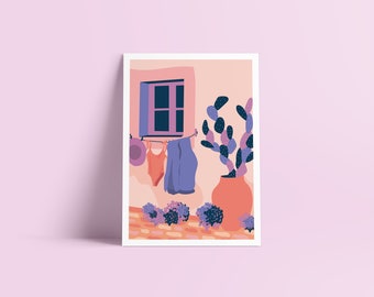 Printed illustration BACK FROM THE BEACH