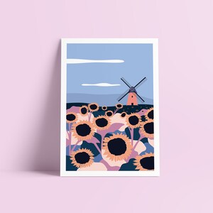 SONNENBLUMEN-Druckillustration