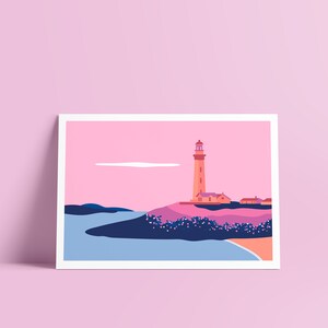 Gedruckte Illustration LEUCHTTURM UND FELSEN