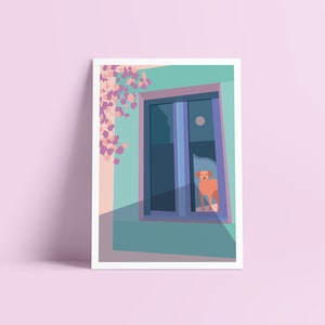 Ilustración impresa PERRO Y VENTANA