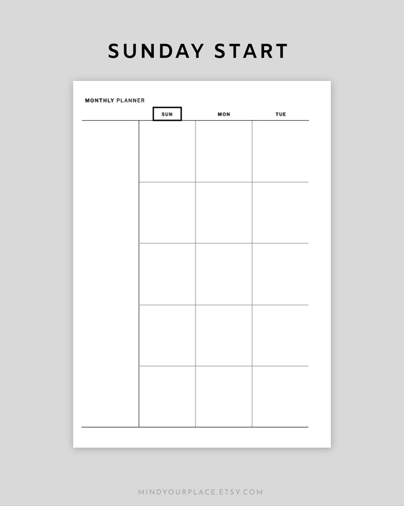 Printable Minimalist Monthly Planner, Undated Two Pages Calendar PDF ...