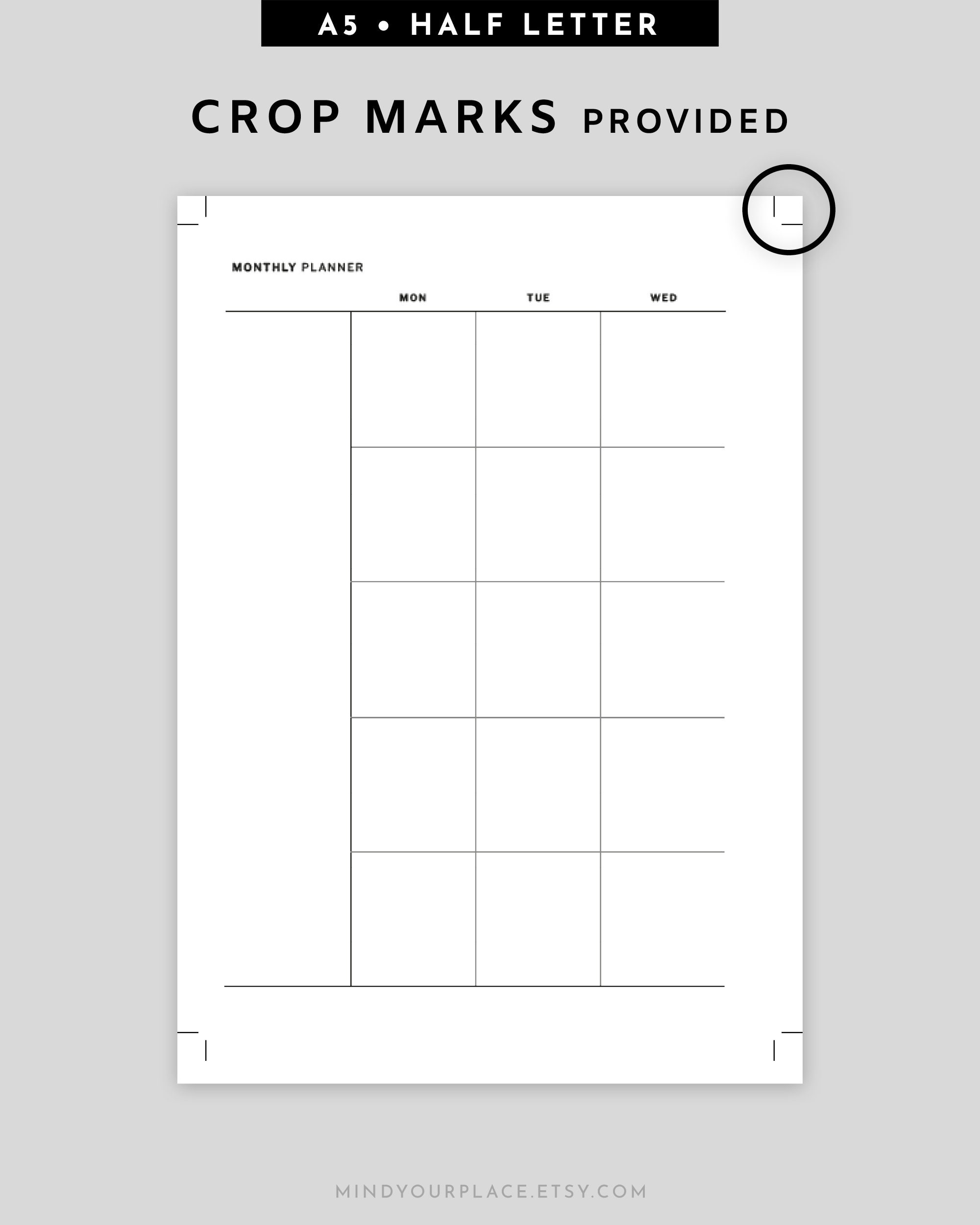 Printable Minimalist Monthly Planner, Undated Two Pages Calendar PDF ...