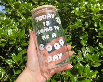 Trendy glass coffee cup | iced coffee cup | retro coffee glass | gift for friend | beer can glass | aesthetic coffee cup