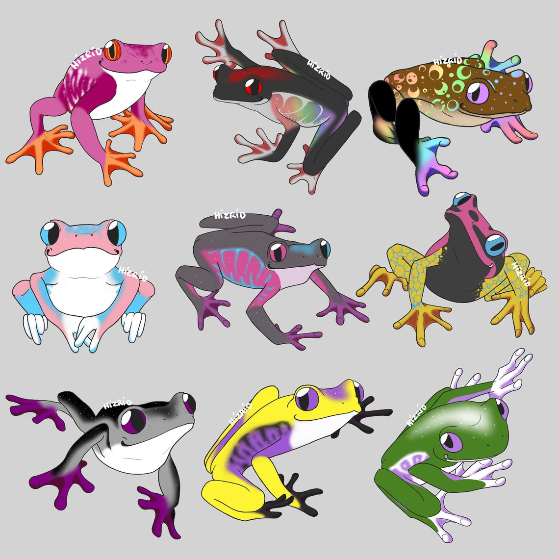 LGBTQ Frog Stickers Etsy