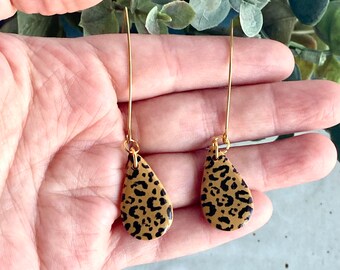 Cheetah clay earrings, animal print clay earrings, unique gift for women, Minimalist jewelry, jewelry gift