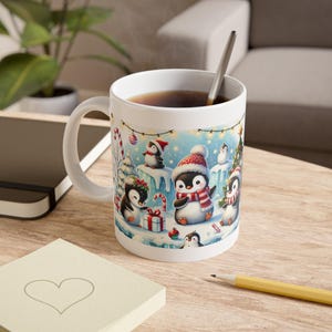 Mug Gift Christmas, Christmas Gift Mug, Coffee Cup Coffee Mug Gift Holidays Santa Claus, Holiday Coffee Cup, Penguin