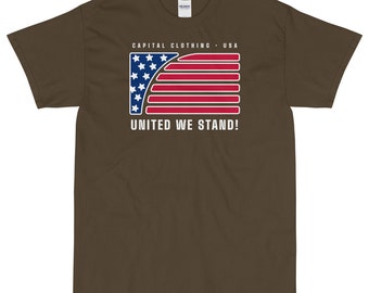 Capital Clothing USA United We Stand Mens Short Sleeve Shirt | Abstract American Flag Retro Vintage Minimalist Graphic | America Freedom