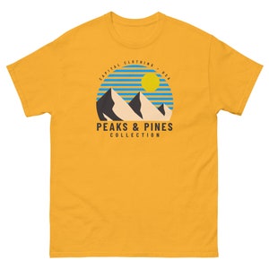 Capital Clothing USA Peaks & Pines Collection Mens Short Sleeve Shirt | Blue Skies Retro Vintage Minimalist Graphic Tee | Outdoors Nature