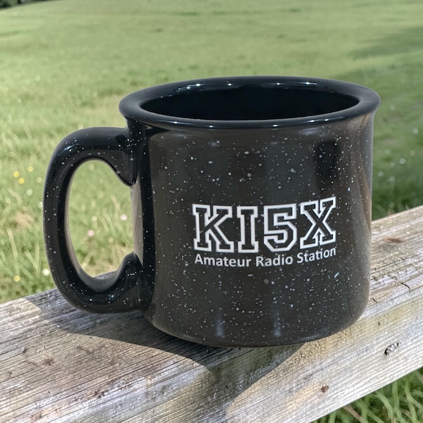 Personalized Sand Carved Ham Radio Call Sign Mug, Amateur Radio Camp Coffee Cup