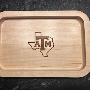 Aggie Ring Tray, Texas A&M Engraved Ring DayTray, EDC Tray, Handmade Tray, Catch All Tray, TAMU Graduate Gift, Rectangular Wooden Key Tray