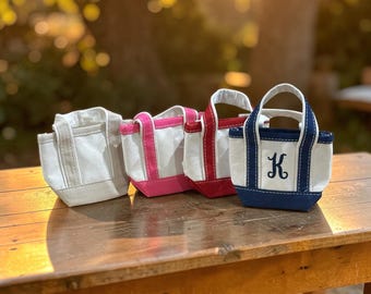 Personalized Embroidered Mini Canvas Tote Bag, Teacher Gift, Favor Holder