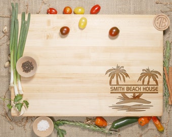 Personalized Cutting Board for Beach House, New Home, Engagement Gift for Couple, Engraved Wedding Gift, Charcuterie Board, Cheese Board