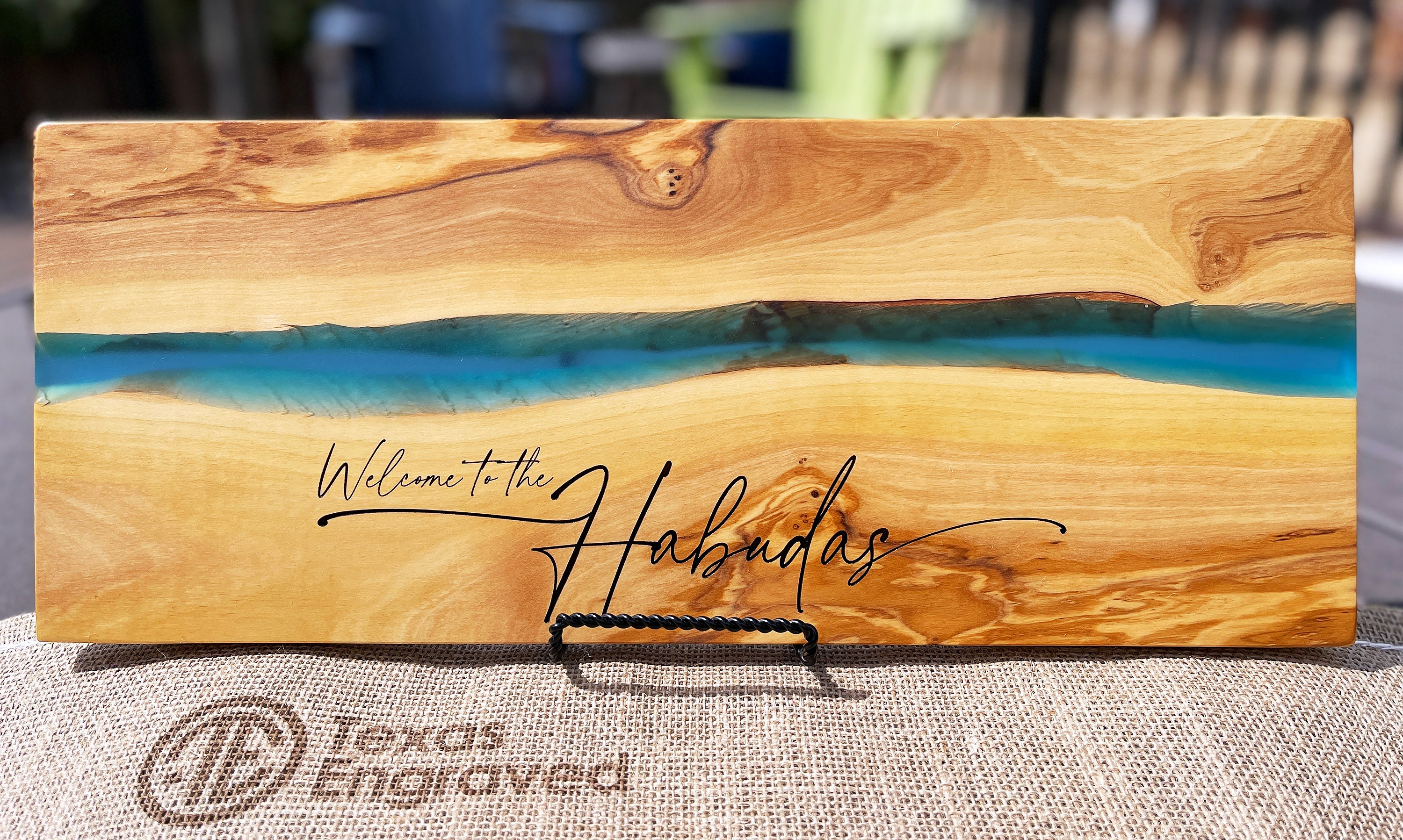 Personalized Olive Wood and Resin Charcuterie Board, Realtor Gift, Housewarming Gift, Wedding Engagement Gift, Engraved Serving Platter