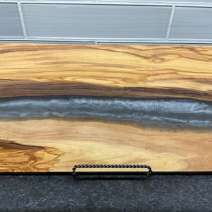 Olive Wood Board with Resin, Custom Rustic Charcuterie Board, Cheese Board Resin, Charcuterie Board Personalized, Engraved Cheese Board